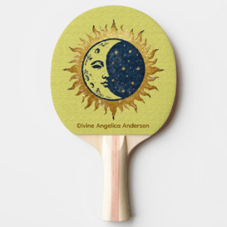 Moon, Sun and Stars, Celestial Universe Symbol Ping Pong Paddle
