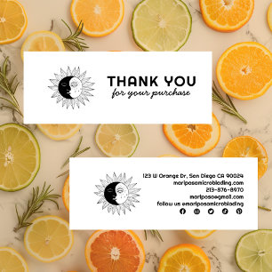 Moon & Sun Elegant Customer Order Thank You BW Mini Business Card