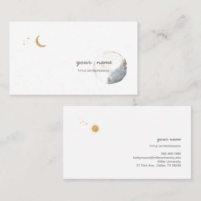 Moon, Sun, Planet Simple Business Card, Business C Business Card (Front/Back)