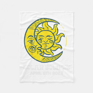 Moon Sun Solar Eclipse 2024 Totality April 8 Women Fleece Blanket