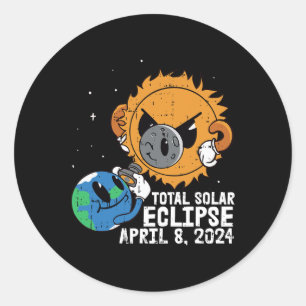 Moon Sun Total Solar Eclipse April 8 2024 Totality Classic Round Sticker