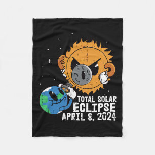 Moon Sun Total Solar Eclipse April 8 2024 Totality Fleece Blanket