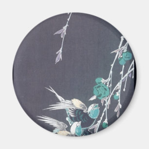Moon, Swallows, and Peach Blossoms circa 1850 Magnet