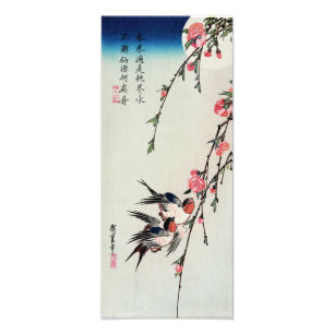 Moon, Swallows and Peach Blossoms Print