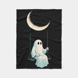 Moon Swing Ghost Shirt Spooky Cute Night October Fleece Blanket