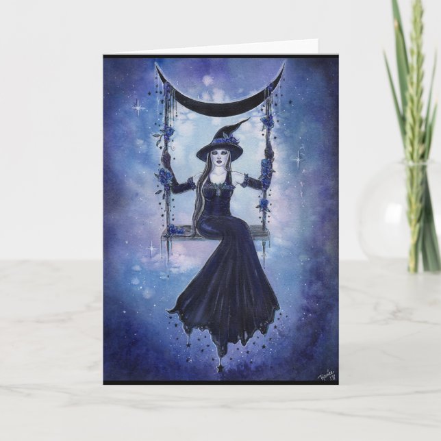 Moon Swing witch card by Renee Lavoie (Front)