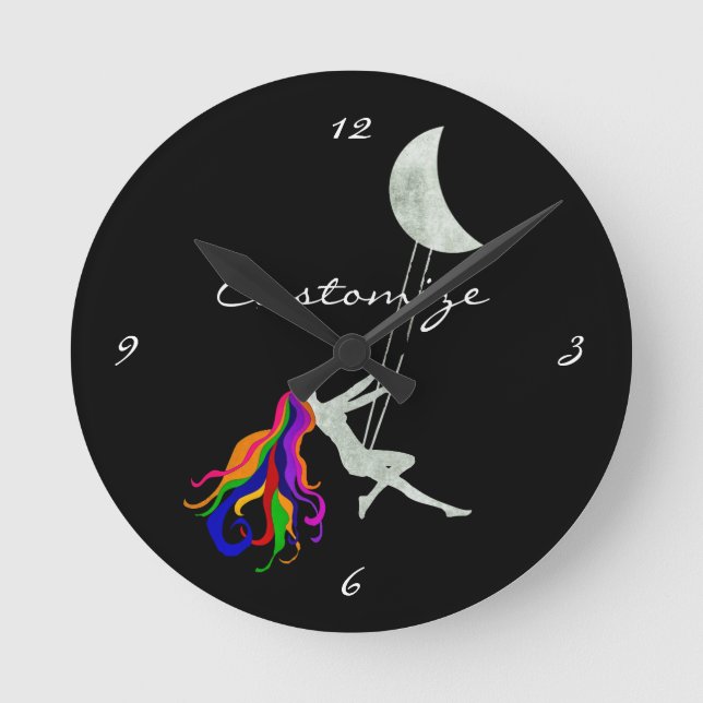 Moon Swinging Redhead Thunder_Cove  Round Clock (Front)