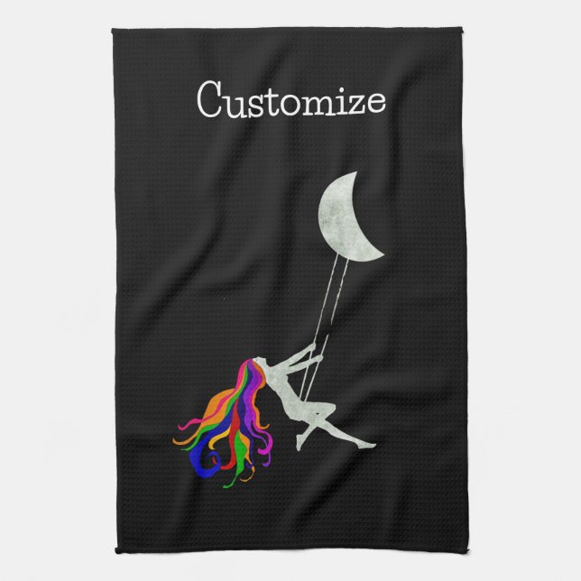 Moon Swinging Redhead Thunder_Cove  Tea Towel (Vertical)