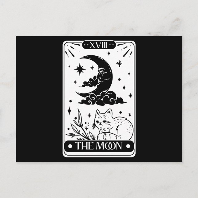 Moon Tarot card and cute cat (Front)