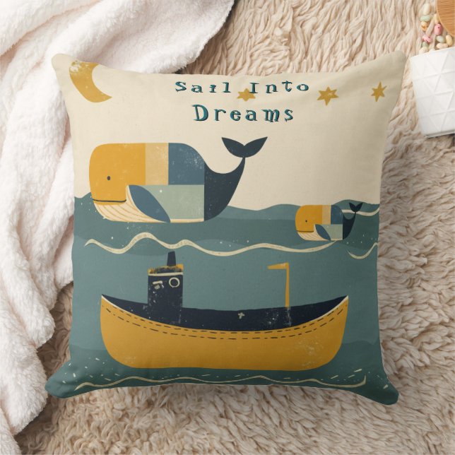 Moon Tide Whales  Cushion (Blanket)
