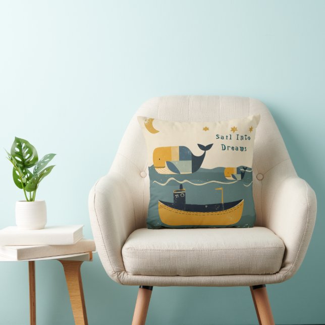 Moon Tide Whales  Cushion (Chair)