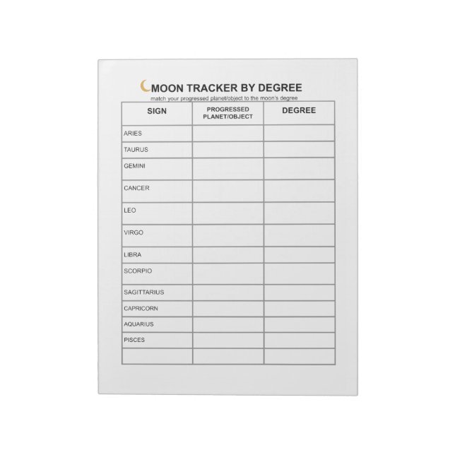 MOON TRACKER Notepad (Rotated)