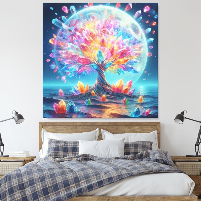 Moon Tree Canvas Print (Insitu (Bedroom))