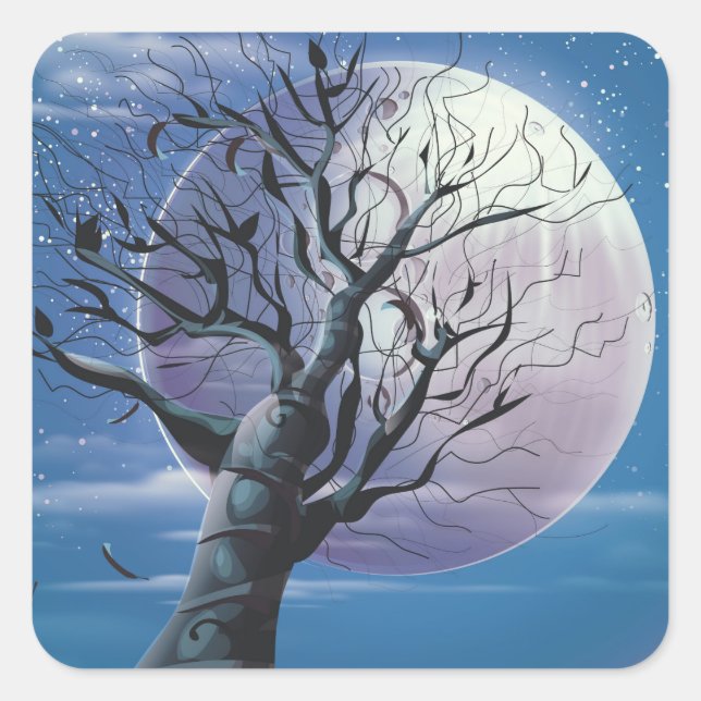 Moon Tree Square Sticker (Front)