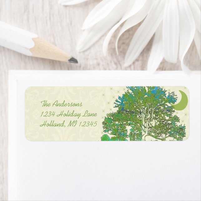 Moon Tree Stars Return Address Label (Insitu)