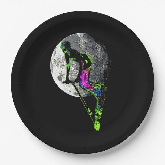 Moon Tripping - Scooter Boy Artwork Paper Plate (Front)
