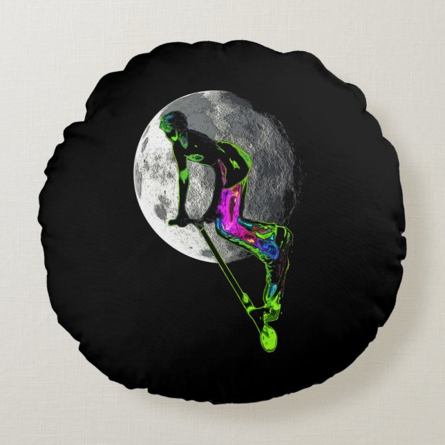 Moon Tripping - Scooter Boy Artwork Round Cushion (Front)