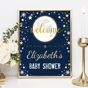 Moon Twinkle Star Galaxy Baby Shower Welcome Poster