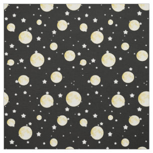 Moon, Twinkling stars on midnight black fabric 2