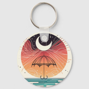 Moon & Umbrella Dream Charm Mini Boho Art Key Ring