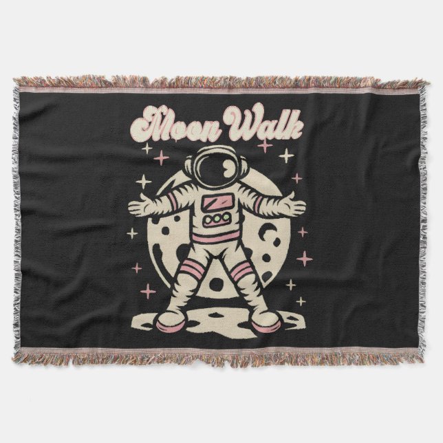 Moon Walk Astronout Throw Blanket (Front)