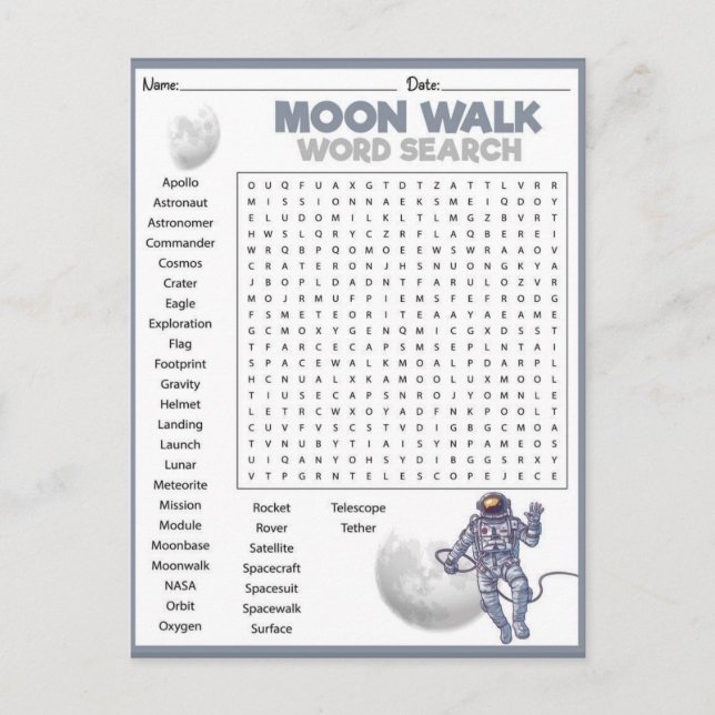 Moon Walk Space Exploration Postcard (Front)