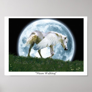 "MOON WALKING" Pegasus Art Poster