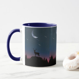 Moon Waning Night Cup in the Forest and Deer