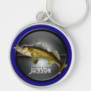 Moon Water & Walleye Pike Blue Key Ring