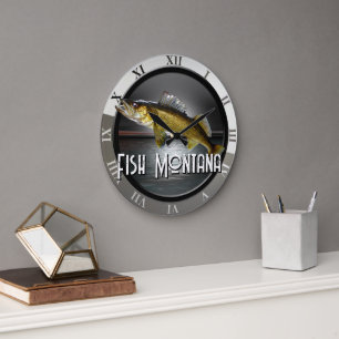 Moon Water & Walleye Pike Large Clock