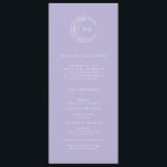 Moon Whimsical Wedding Program<br><div class="desc">The Moon Whimsical Wedding Program becomes a visual guide to your whimsical celebration. Set against a lavender canvas,  the crescent moon,  stars and leaves,  along with the stylishly simple customisable initials of the couple,  become celestial beacons.</div>