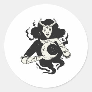 Moon Witch Classic Round Sticker