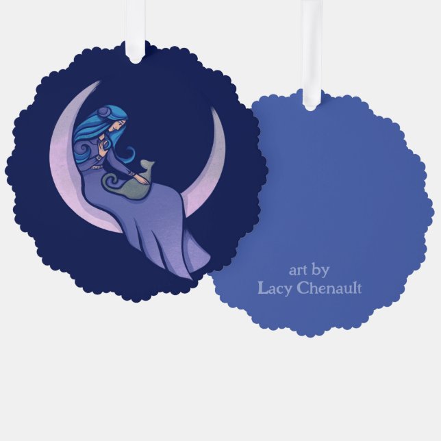 Moon Witch MoonChild Pagan  Tree Decoration Card (Front/Back)