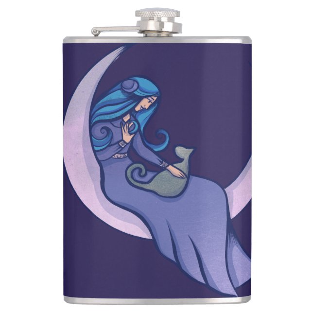 Moon Witch MoonChild Pagan Wicca Art Hip Flask (Front)
