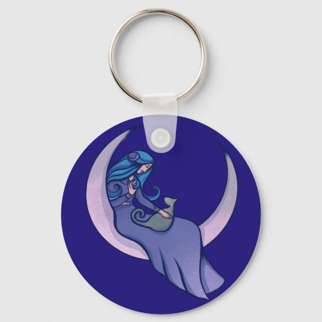 Moon Witch MoonChild Pagan Wicca  Key Ring (Front)
