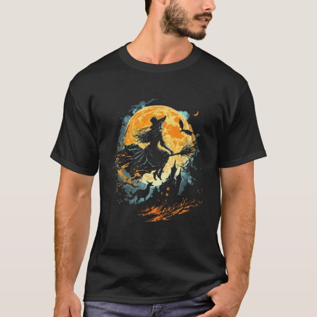 Moon Witch Witchcraft Halloween  2 T-Shirt (Front)