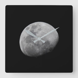 Moon with Black Sky   Zambia, South Luangwa Square Wall Clock