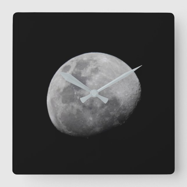 Moon with Black Sky | Zambia, South Luangwa Square Wall Clock (Front)