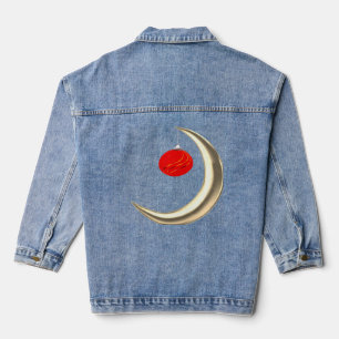 Moon With Christmas Ornament Denim Jacket