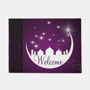 Moon with Mosque Silhouette Welcome Door Mat