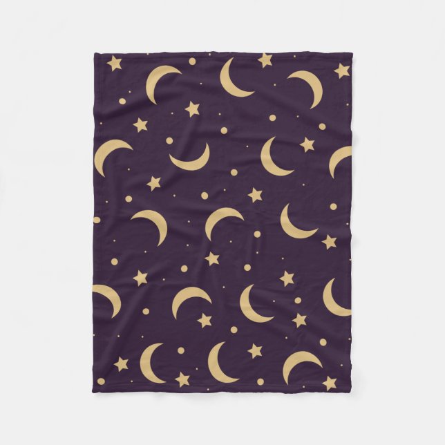 moon with night sky fleece blanket (Front)
