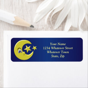 Moon With Stars Return Address Label