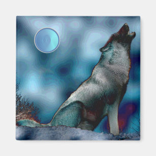 Moon Wolf Fantasy Magnet