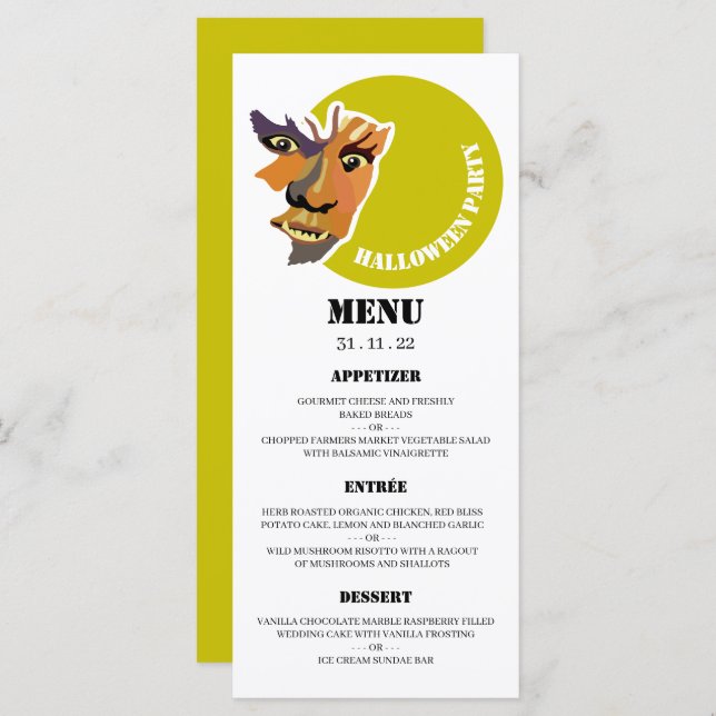 Moon Wolf, Halloween Party Menu (Front/Back)