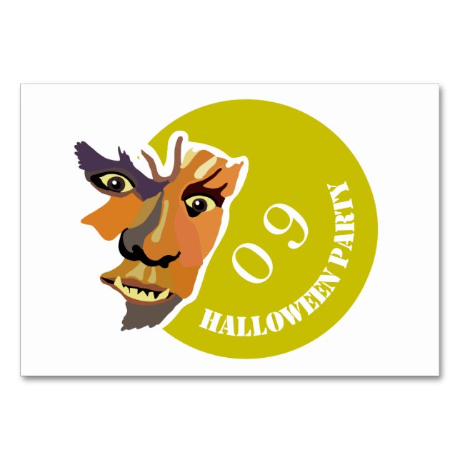 Moon Wolf, Halloween Party Table Number (Front)