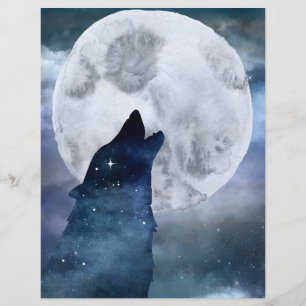 Moon & Wolf Night's Sky Scrapbook Paper