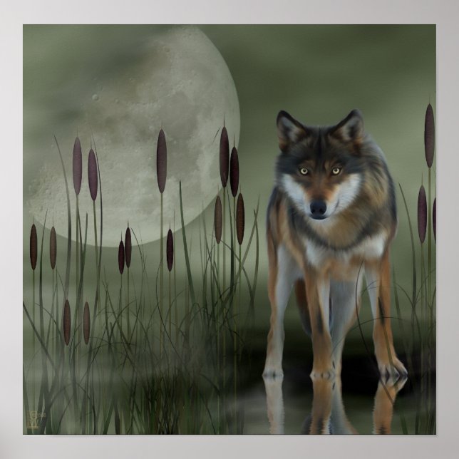 Moon Wolf - Wolf, Animals Poster (Front)