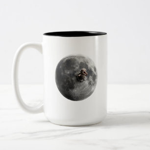 Moon Worm Surreal Full Moon Space Art Two-Tone Coffee Mug