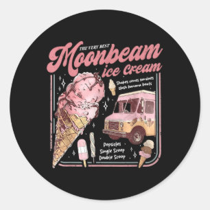 Moonbeam Ice Cream Truck Vintage Retro Classic Round Sticker