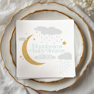 Moonbeams and baby dreams baby shower blue napkin
